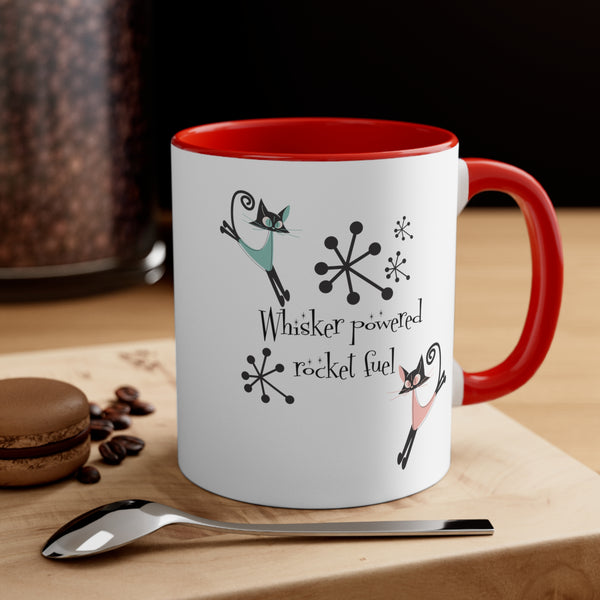 Atomic Cat Coffee Mug, Funny, Whimsical Boomerang Kitties, Mid Century Modern Drinkware, Coffee Lover Mug Gift