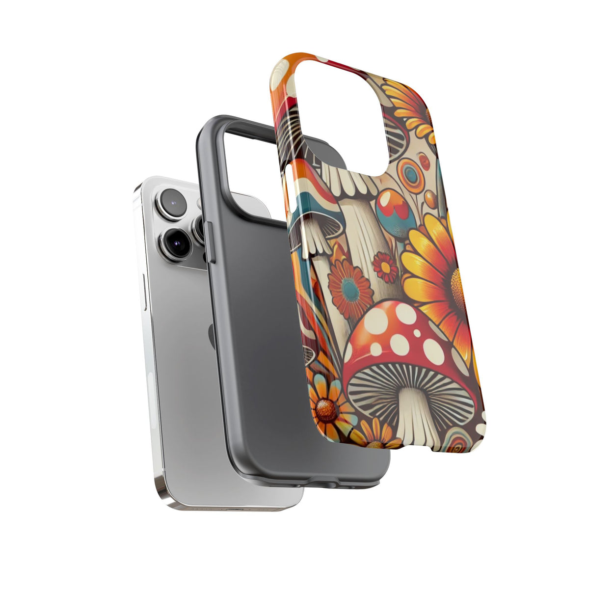 Colorful Mushroom Flower Phone Case - Boho Chic Design