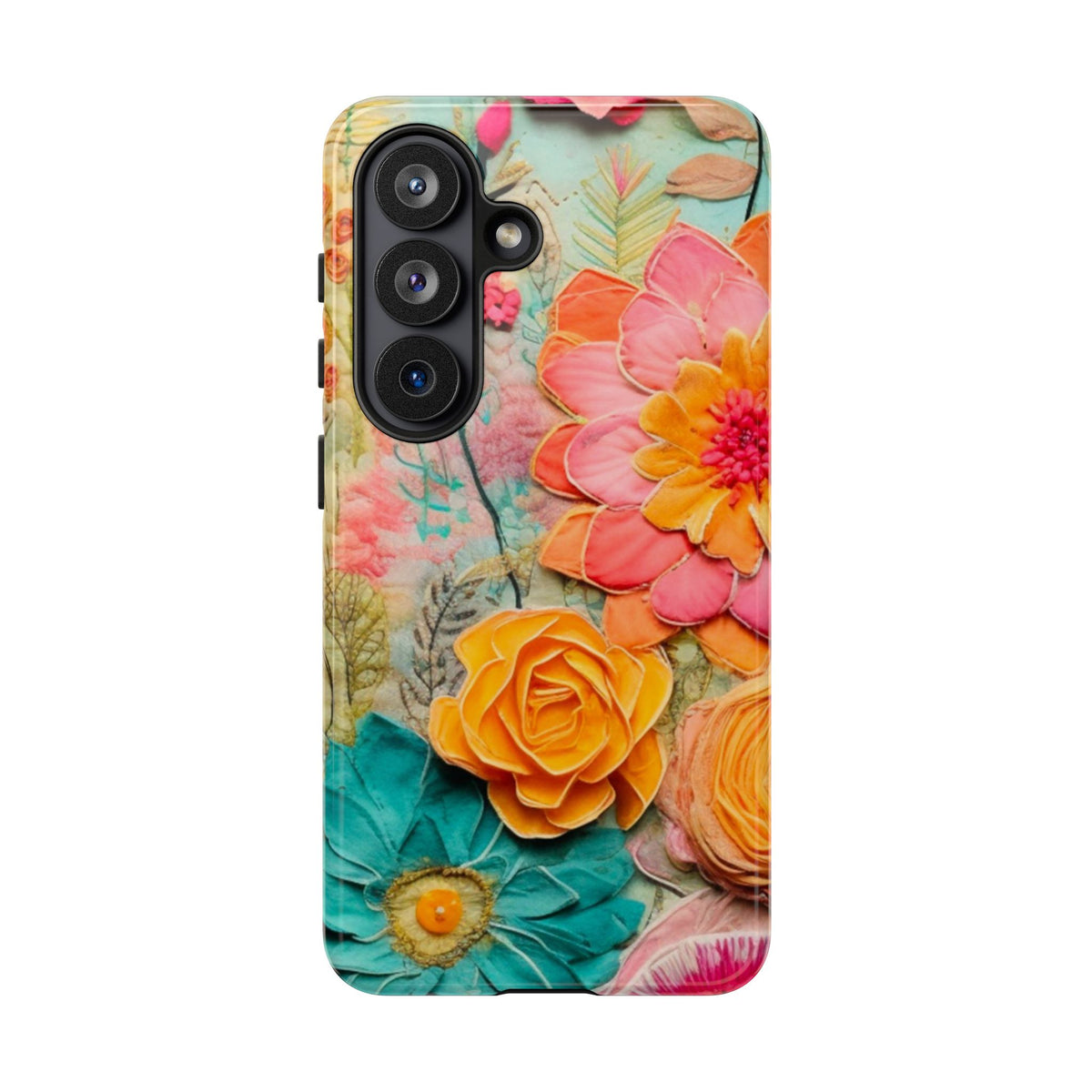 Boho Retro Floral Faux Pressed Flowers Smart Phone Tough Phone Cases