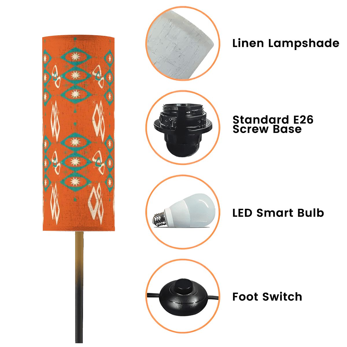 Atomic Mid Mod Orange Teal Retro Mid Century Modern Floor Lamp - Mid Century Modern Gal