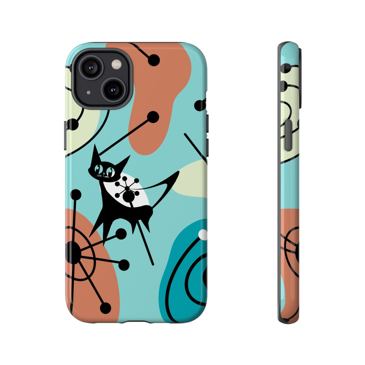 Atomic Kittie, Mid Century Modern Geometric Amoeba Retro Smart PhoneTough Phone