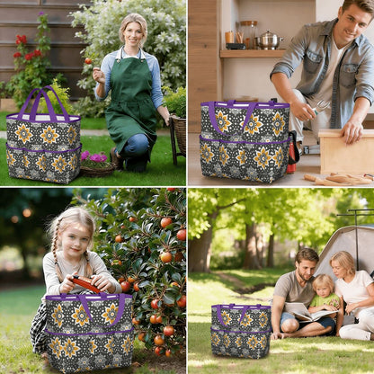 Floral Bohemian Retro Gray Yellow Modern Garden Tool Bag