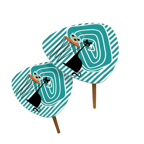 Atomic Cat Fish Art Mid Century Modern Kitschy Retro Nesting Tables