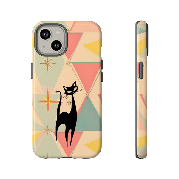 Atomic Cat Mid Mod Retro Cat Phone Case | Tough Cases with Vintage Vibe | Ideal for Cat Lovers