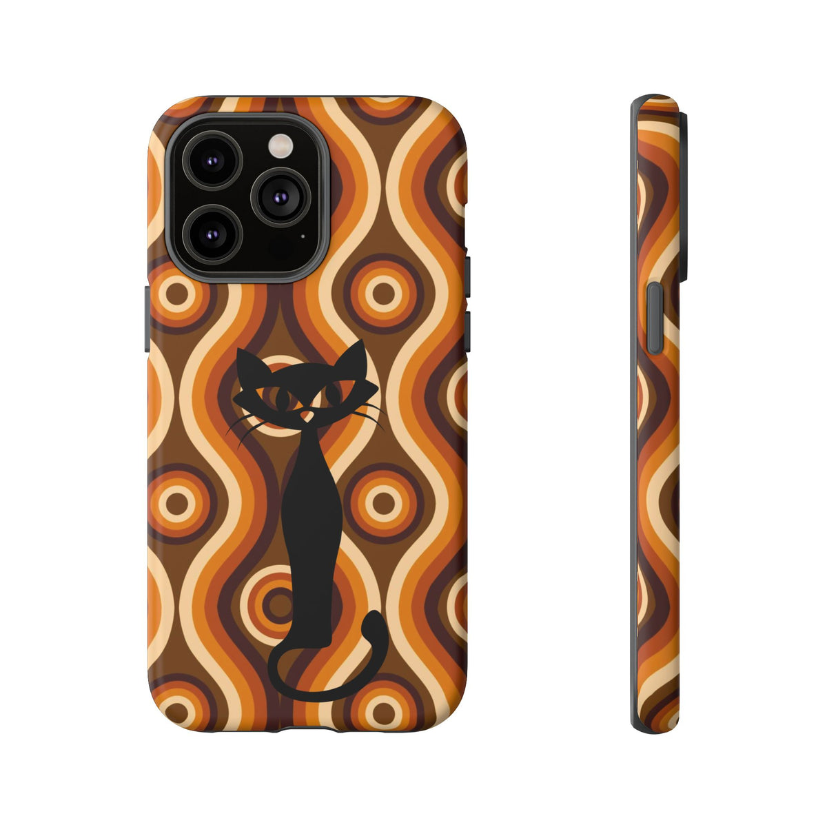 Retro Phone Case, Groovy Brown, Atomic Kitsch Cat Tough Smart Phone Cases