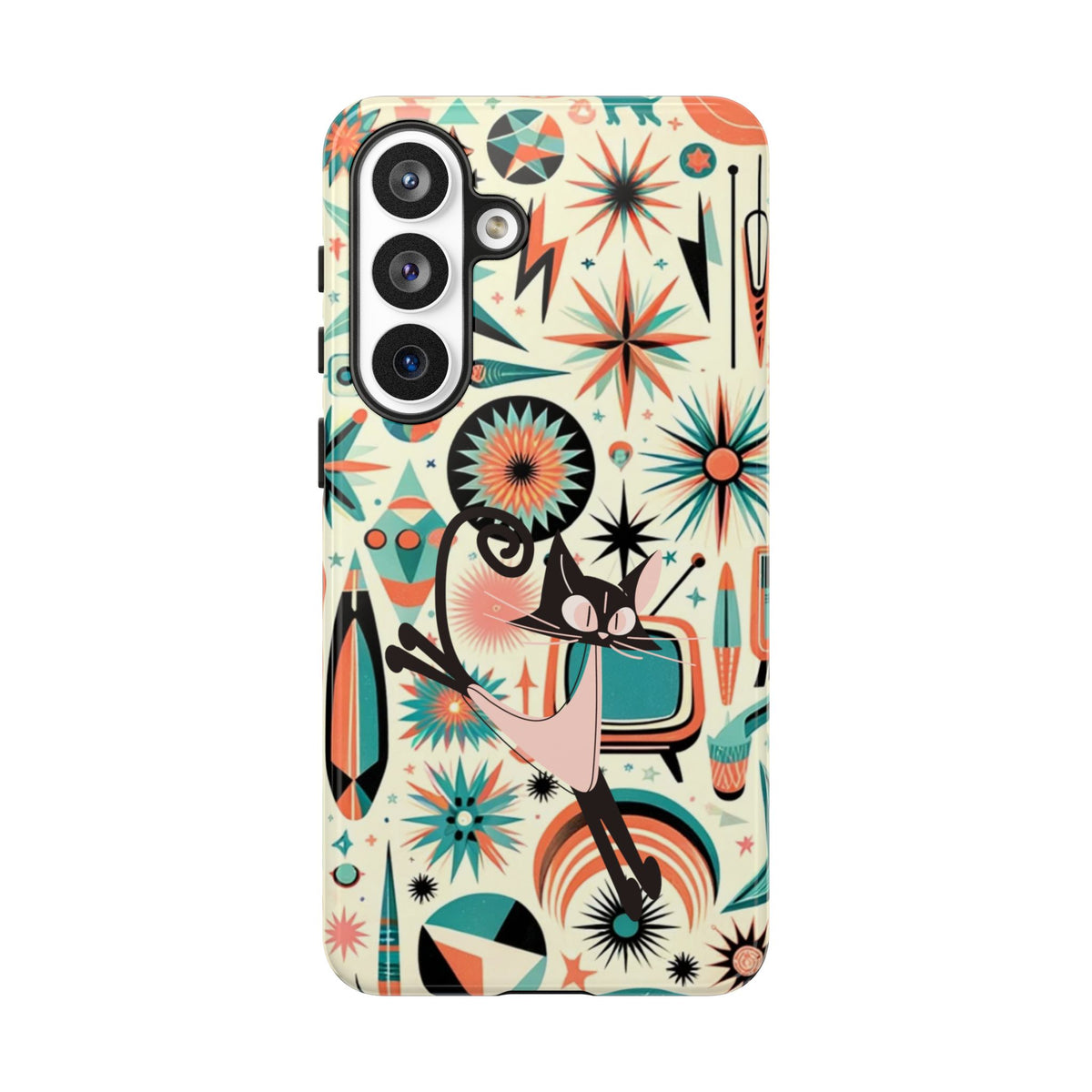 Atomic Kitty Boomerang Space Kitty Mid Century Modern Samsung, Smart Phone, Tough Cases