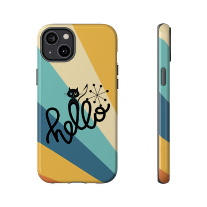 Atomic Groovy Cat, Retro, Kitschy, Hello Starburst, Mid Mod Smart Phone Tough Phone Cases - Mid Century Modern Gal