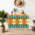 Mid Century Modern Wooden Storage Cabinet, Orage, Teal Geometric Designed Side Board - Mid Century Modern Gal