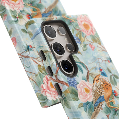 Chinoiserie Designed Floral Pheasant Phone Case with Bird Design