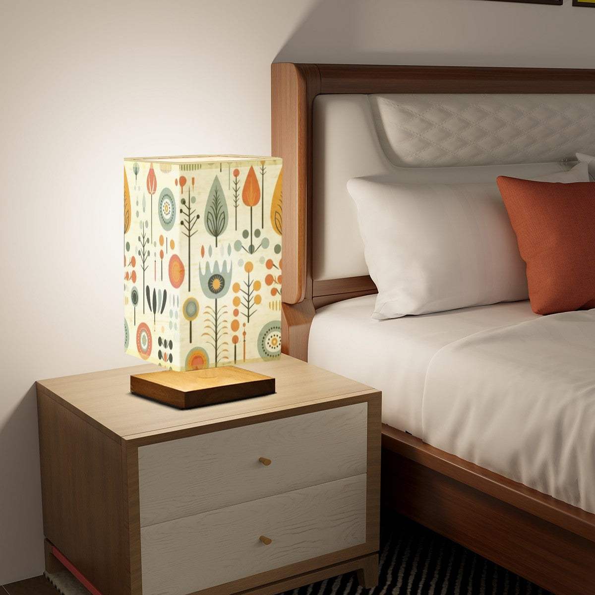 Scandinavian Floral Designed MCM Square Table Lamp - Mid Century Modern Gal