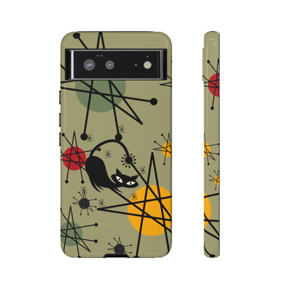 Mid Century Modern Atomic Cat, Retro Chic Groovy Mod Samsung, Smart Phone Tough Cases