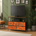 Mid Century Modern Sinatra Orange, Starburst, Geometric Funky Fun TV Stand Media Console - Mid Century Modern Gal