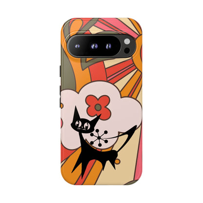 Atomic Cat, Retro Sunburst, Groovy Mod Smart Phone Tough Phone Cases