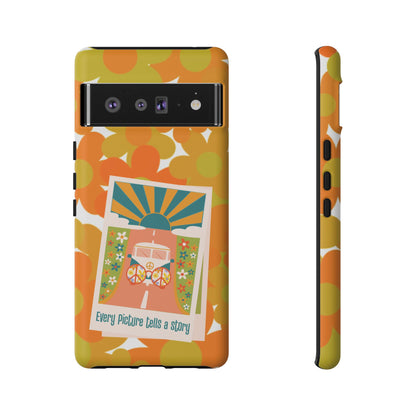 Retro Phone Case, Orange Flower Power, Polaroid Picture, Mod Smart Phone Tough Phone Cases