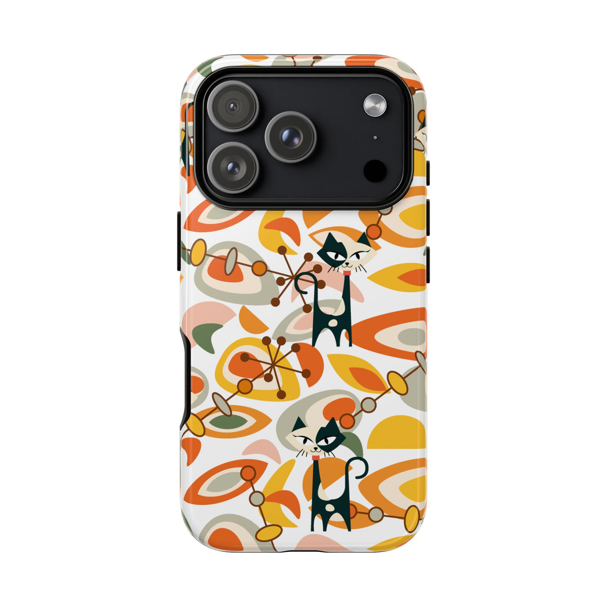 Atomic Cat Mid Mod Orange, Yellow, Groovy Cat Smart Phone Tough Cases
