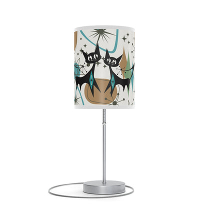 Mid Century Modern Table Lamp, Atomic Kitschy Cats, Starbursts Boomerang Themed Table Lamp - Mid Century Modern Gal