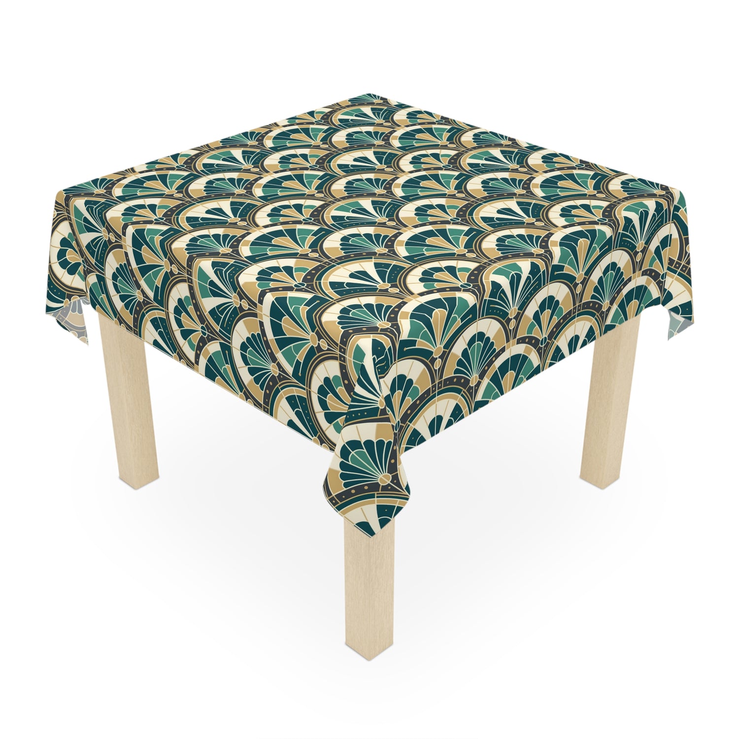 Art Deco Peacock Inspired Tablecloth - Mid Century Modern Gal