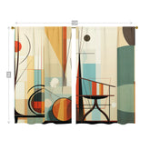 Mid Century Modern Bauhaus Designed Abstract Geometric Mod Retro Window Curtains (two panels) - Mid Century Modern Gal