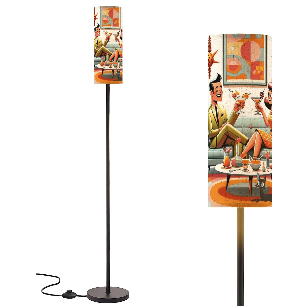 Mid Century Modern Floor Lamp, Quirky Fun Mod 50s Couple, Atomic Cat Lamp - Mid Century Modern Gal