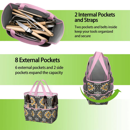 Floral Bohemian Retro Gray Yellow Modern Garden Tool Bag
