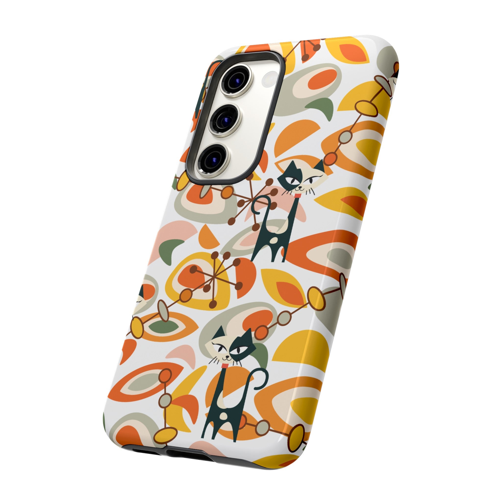 Atomic Cat Mid Mod Orange, Yellow, Groovy Cat Smart Phone Tough Cases