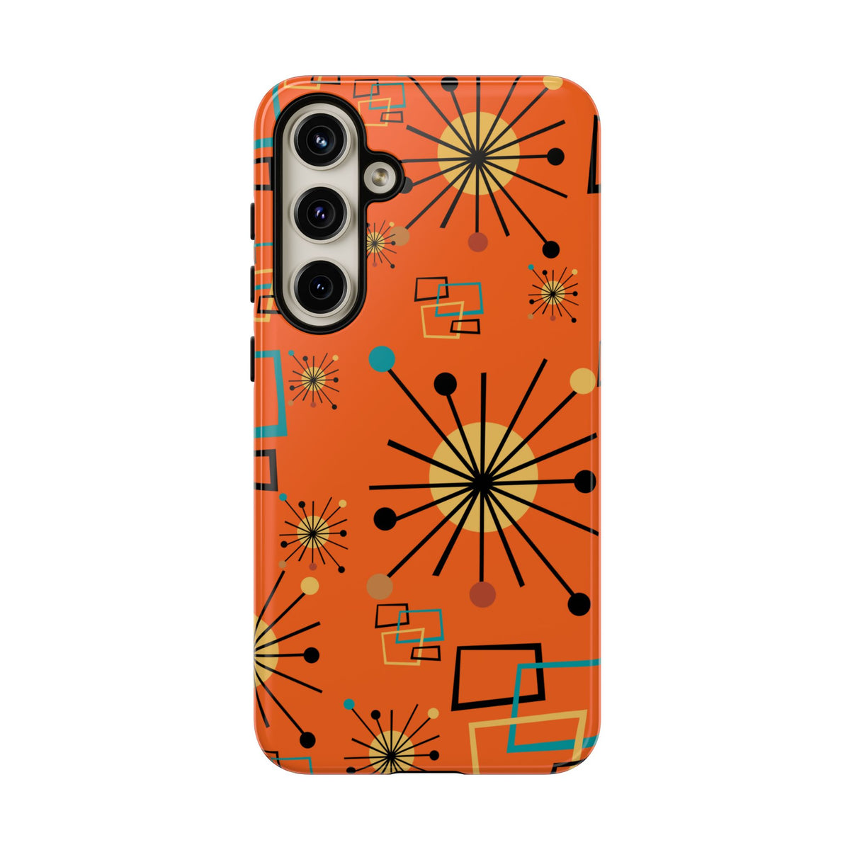 Mid Century Modern Sinatra Orange, Starburst, Geometric Funky Fun Tough Phone Case