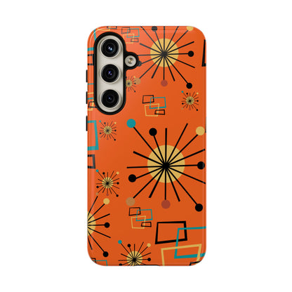 Mid Century Modern Sinatra Orange, Starburst, Geometric Funky Fun Tough Phone Case