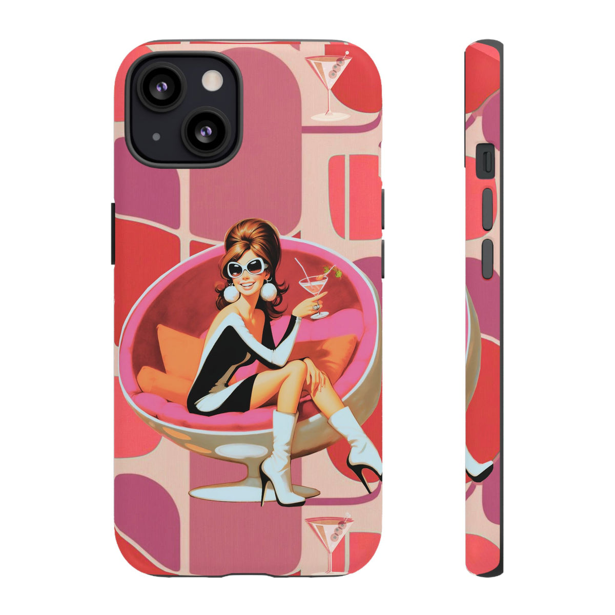 Mid Mod 60s Mod Gal, Kick Back Enjoy, Retro Chic Phone Case with Cocktail Design - Mid Century Modern Gal