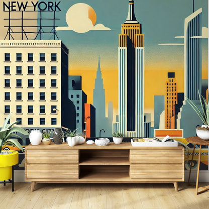 New York City Wallpaper, Peel And Stick Kitschy Fun Wall Murals