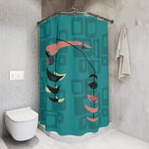 Mid Century Modern Fish Modern Geometric Shower Curtain - Mid Century Modern Gal