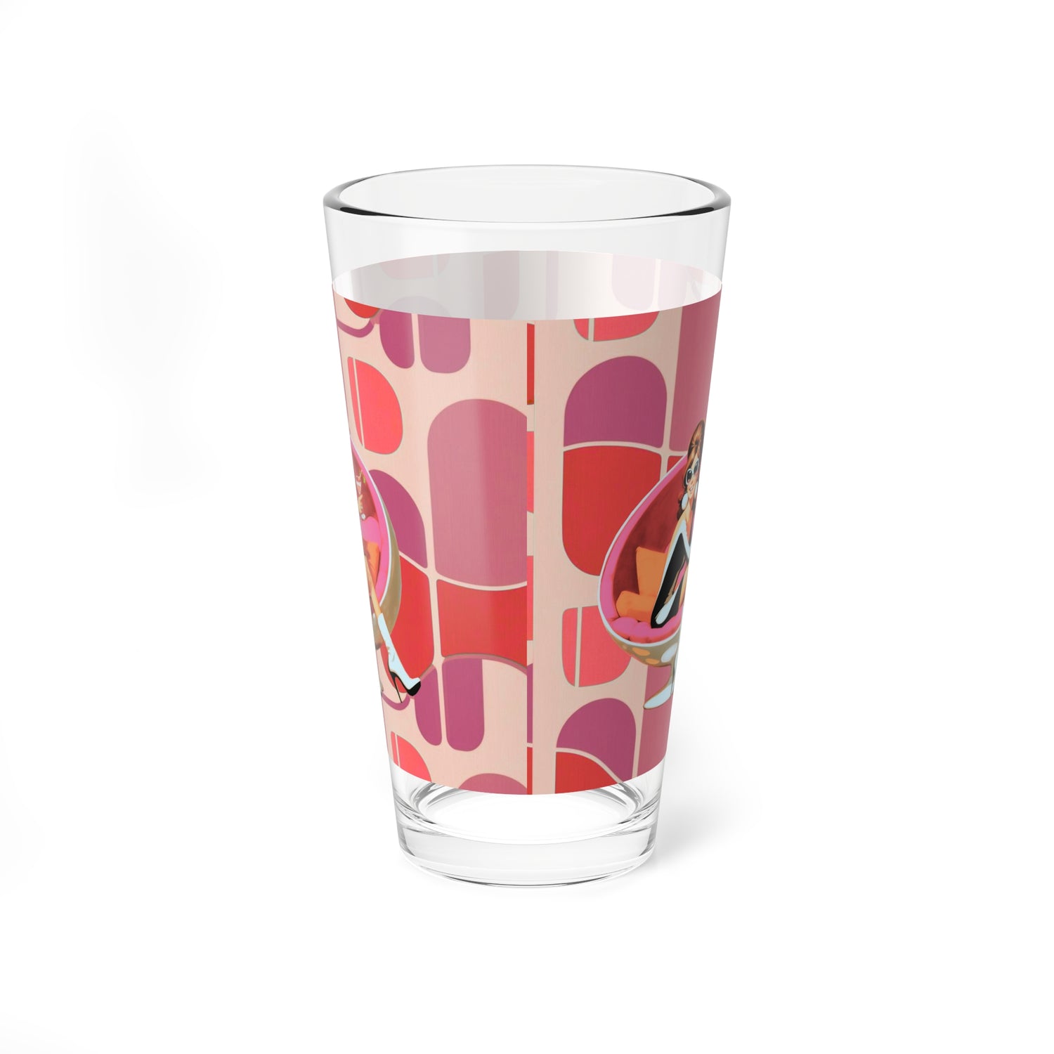 Mid Mod 60s Gal Retro Cocktail Mixing Glass - 16oz, Stylish Mid-Century Design - Mid Century Modern Gal