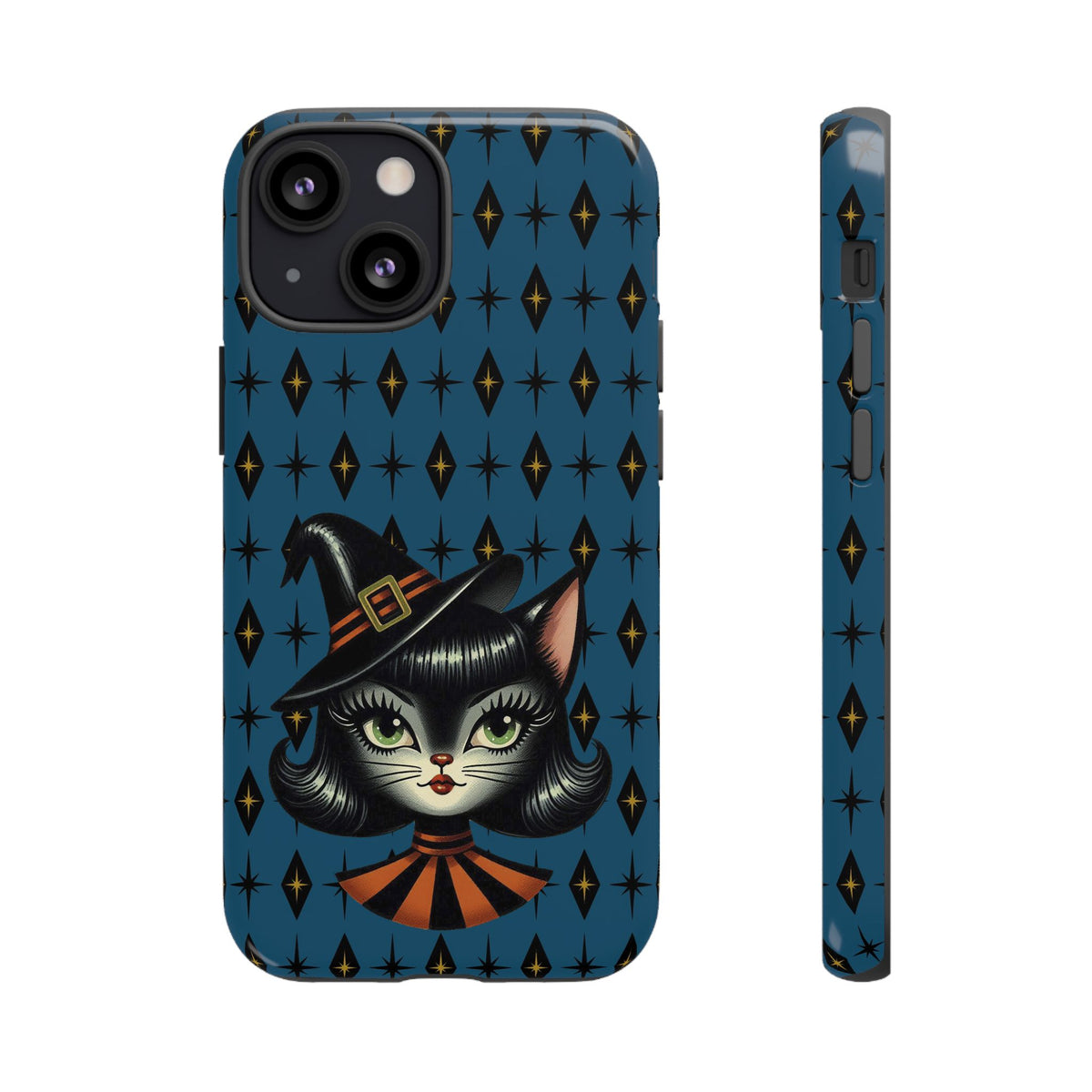 Vintage Halloween Black Cat Sexy Sexton Mid Century Modern Blue Tough Phone Case