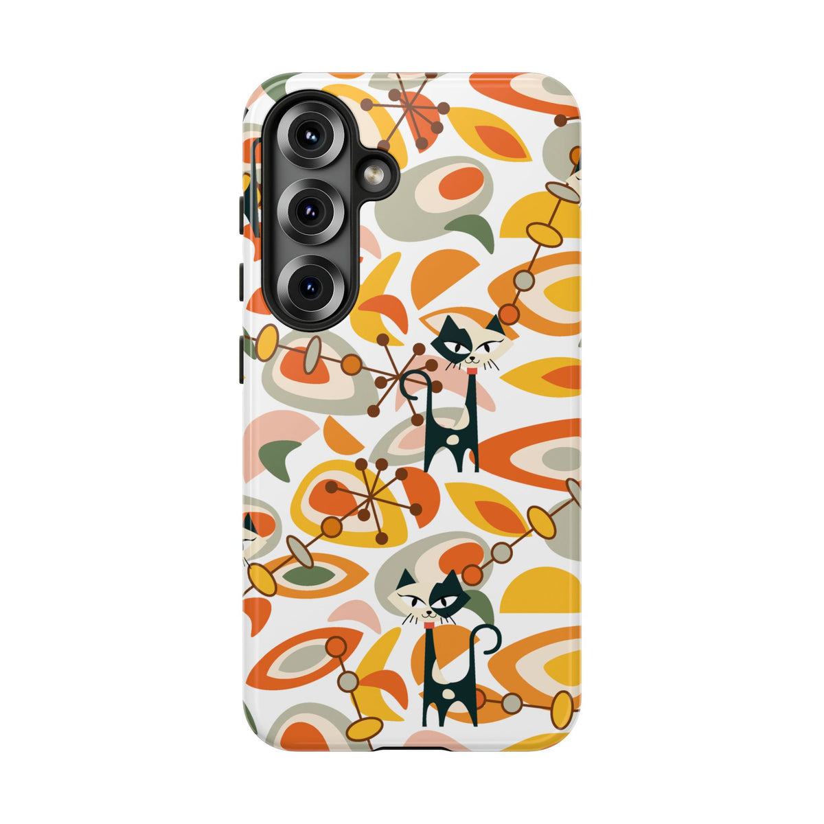 Atomic Cat Mid Mod Orange, Yellow, Groovy Cat Smart Phone Tough Cases