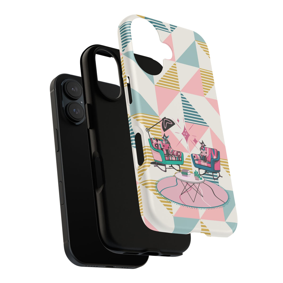 Atomic Cats Reading, Book Talk, Book Lover, Retro Chic Phone Case with Retro Vibe - Cozy Living Room Design