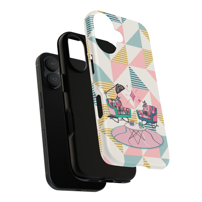 Atomic Cats Reading, Book Talk, Book Lover, Retro Chic Phone Case with Retro Vibe - Cozy Living Room Design