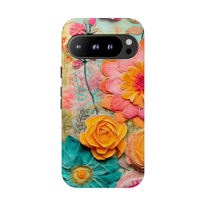 Boho Retro Floral Faux Pressed Flowers Smart Phone Tough Phone Cases