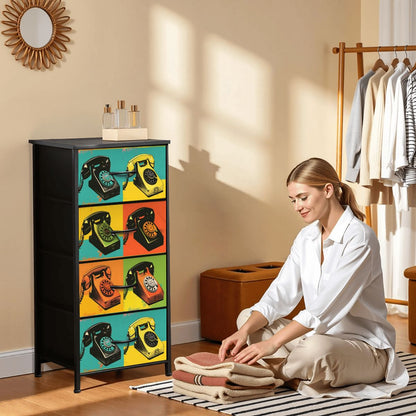 Mid Century Modern Kitschy Retro Telephone Art MCM 4-Drawer Dresser - Mid Century Modern Gal