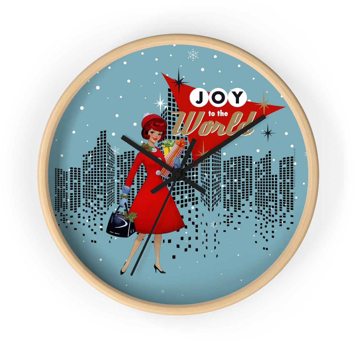 Mid Century Modern Christmas Clock, Retro Joy to the World Wall Clock – Vintage Holiday Decor - Mid Century Modern Gal