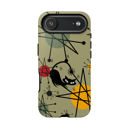 Mid Century Modern Atomic Cat, Retro Chic Groovy Mod Samsung, Smart Phone Tough Cases