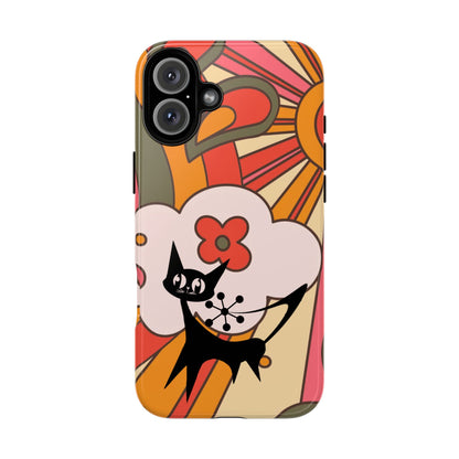 Atomic Cat, Retro Sunburst, Groovy Mod Smart Phone Tough Phone Cases