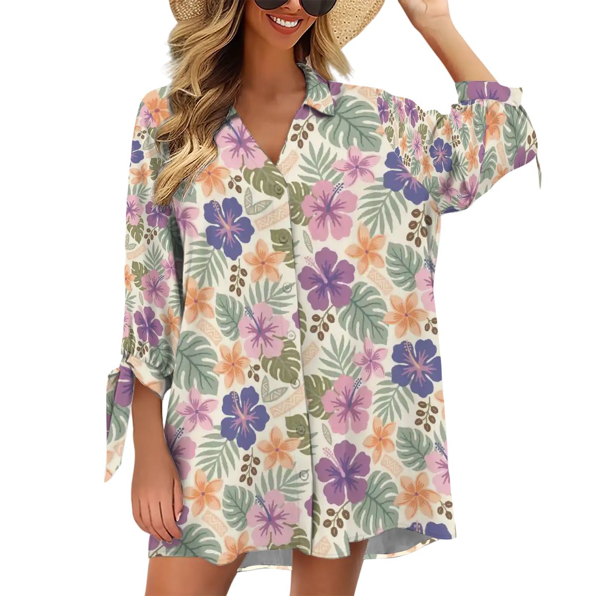 Retro Tropical Tiki Summer, Hawaiian Hibiscus Purple Women&