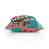 Atomic Cat Quirky Retro Rotary Phone, Kitschy Mid Mod, Pink, Aqua, Teal Broadcloth Pillow - Mid Century Modern Gal