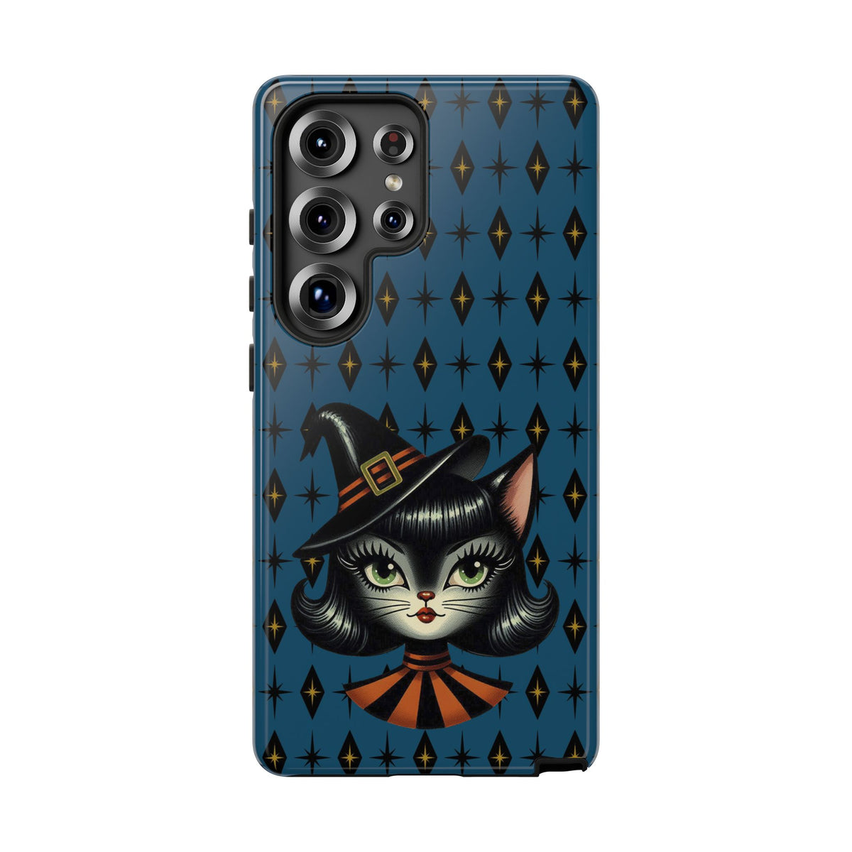Vintage Halloween Black Cat Sexy Sexton Mid Century Modern Blue Tough Phone Case