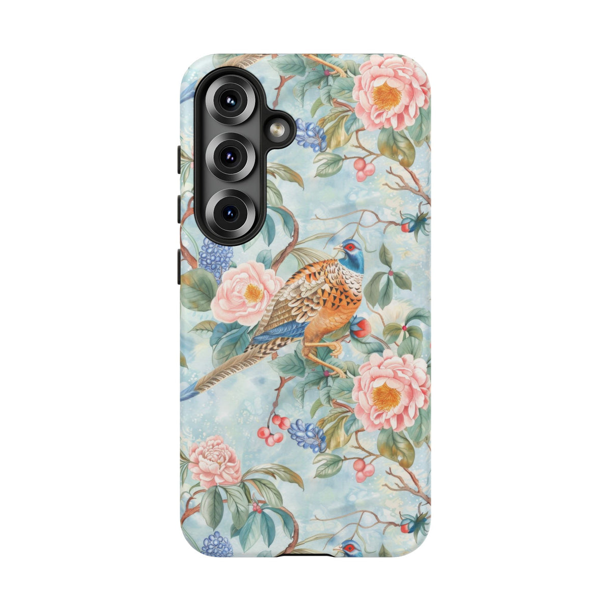 Chinoiserie Designed Floral Pheasant Phone Case with Bird Design