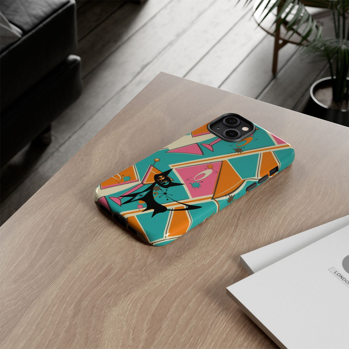 Atomic Cat Mid Mod Retro Cat Phone Case - Tough Cases for Stylish Cat Lovers