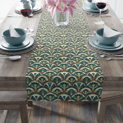 Art Deco Peacock Inspired Table Runner - Mid Century Modern Gal
