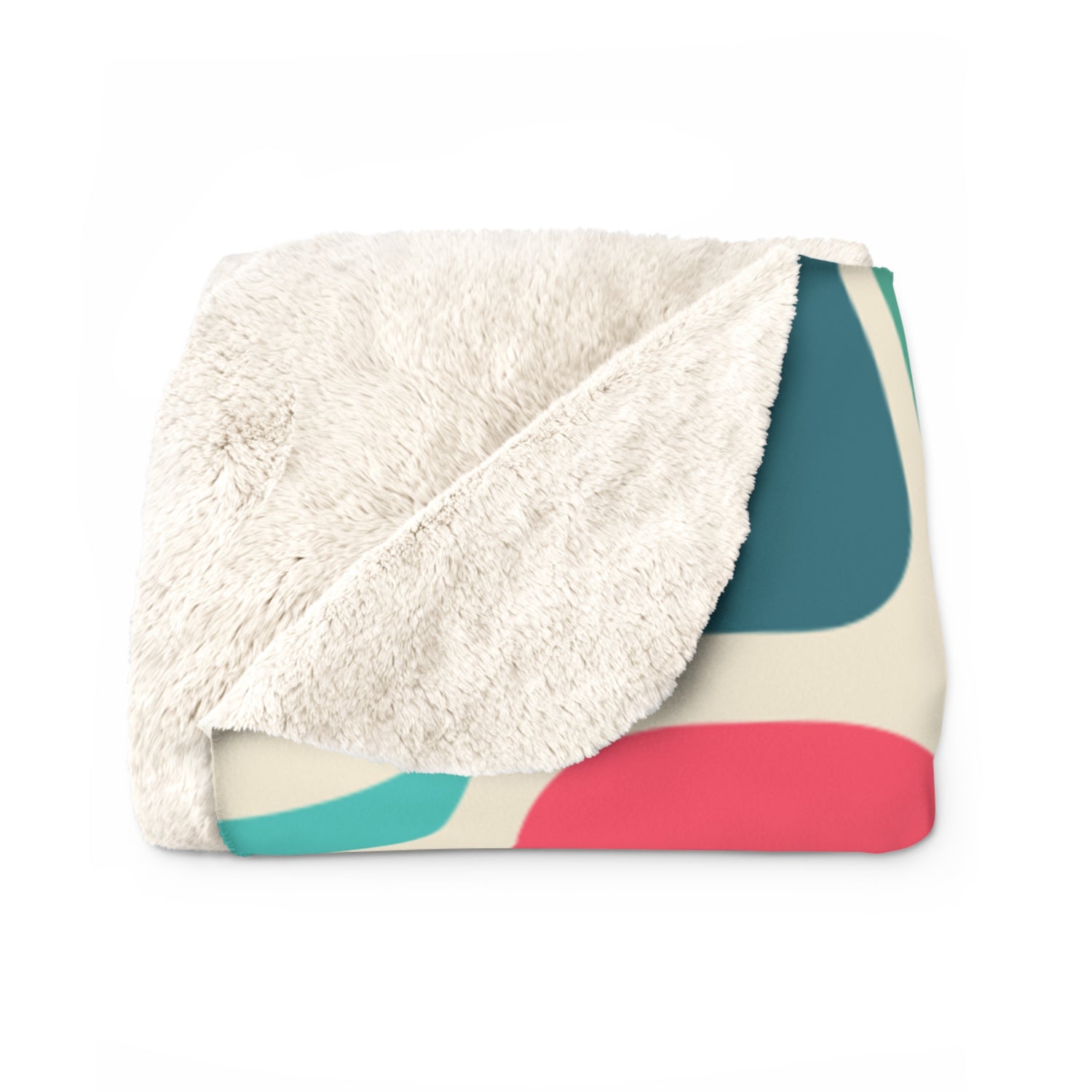 Amoeba Boho Mid Century Modern Colorful Sherpa Fleece Blanket - Cozy Home Decor for Holidays &amp; Celebrations - Mid Century Modern Gal