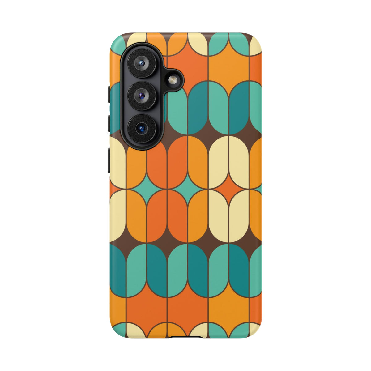 Mid Century Modern Orange, Teal Geometric Mod Designed Tough Phone Case