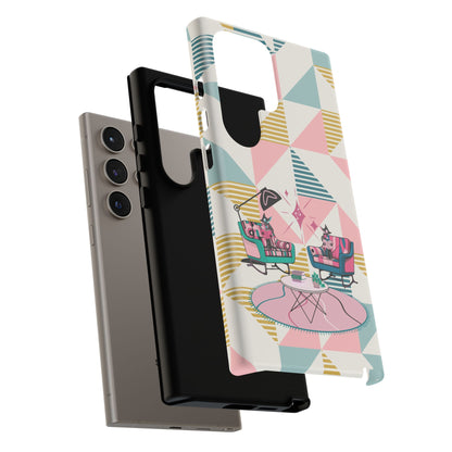 Atomic Cats Reading, Book Talk, Book Lover, Retro Chic Phone Case with Retro Vibe - Cozy Living Room Design
