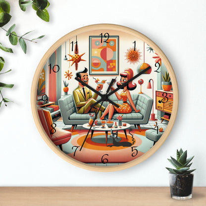 Mid Century Modern Kitschy Quirky Mod Couple, Fun Retro Wall Clock